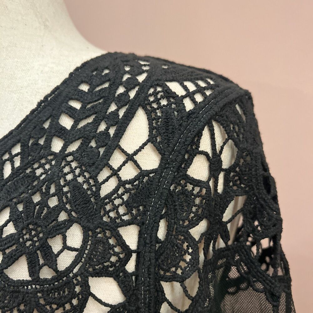 Express Black Sheer Lace Top M Long Sleeve Whimsigoth Romantic Witchcore Punk - Picture 4 of 8